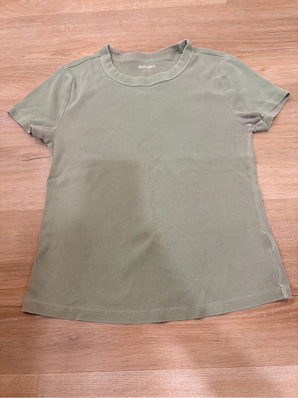Old Navy Women's Sage Green Ribbed Crewneck Tee